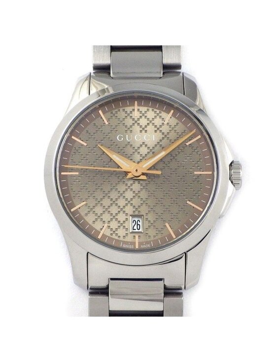 Gucci Watch Timeless 126.5 Brown Dial Date SS Quartz Analog main image 6